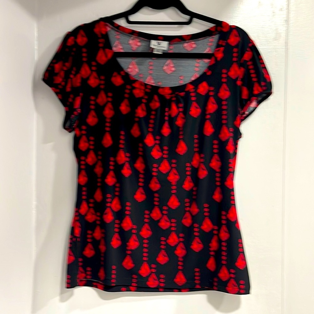 Red/black printed blouse